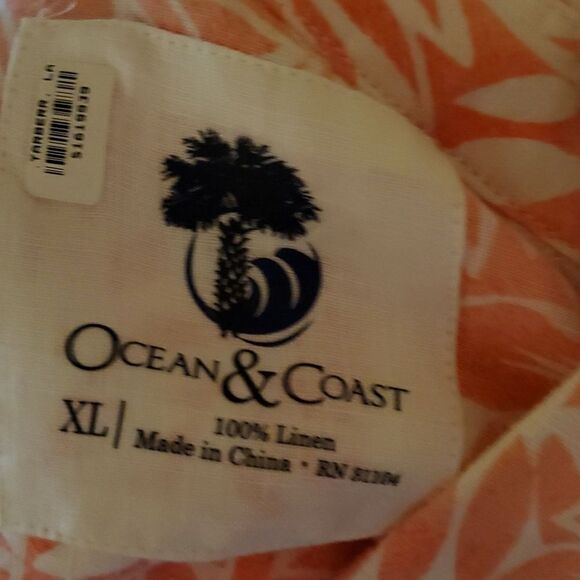 OCEAN & COAST sizeXL  100%linen button front shirt - Picture 2 of 7